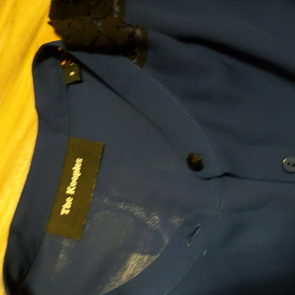 The Kooples Chiffon Blouse with Black Lace Sleeve - Picture 7 of 8